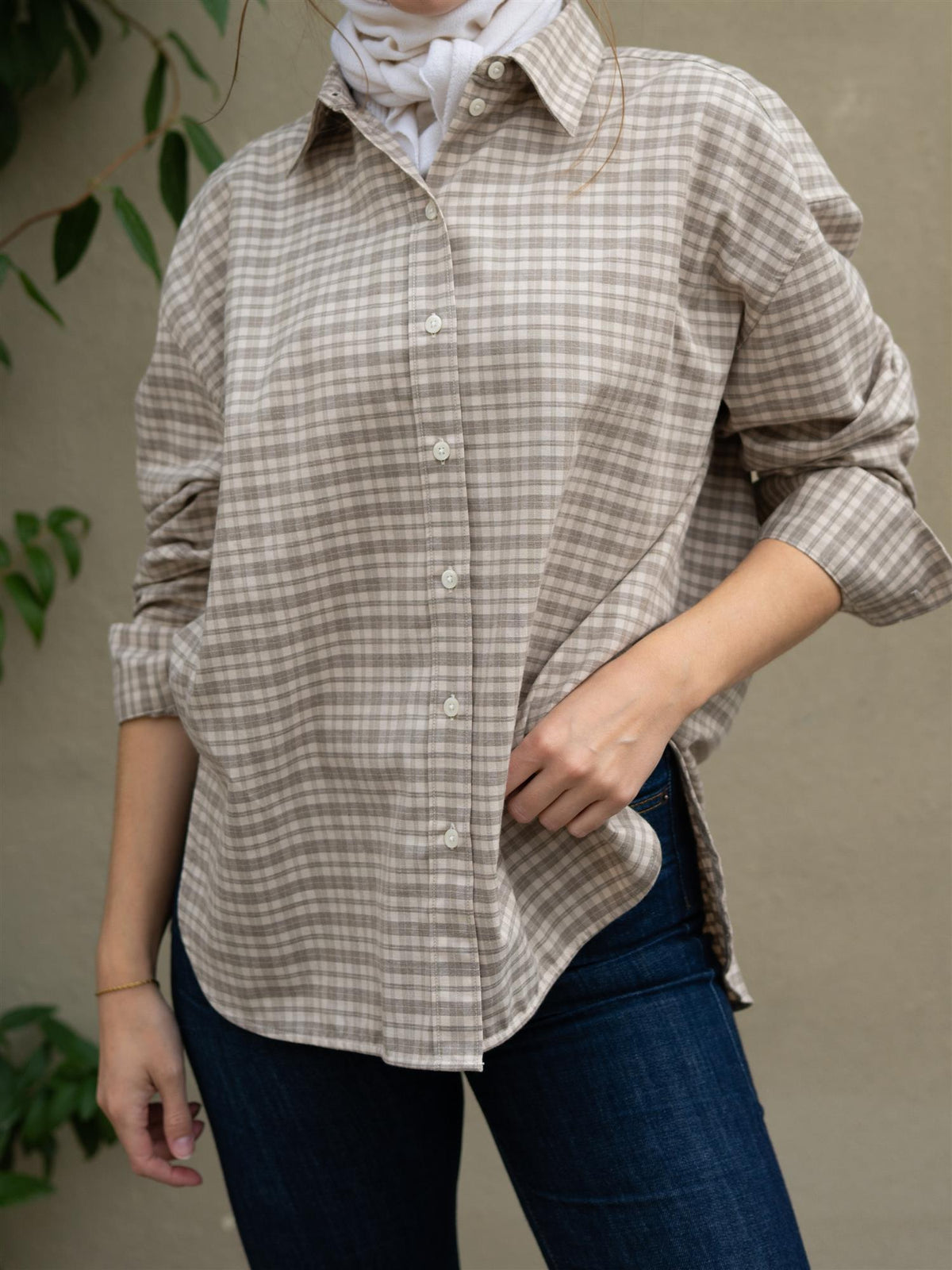 Edwina Flannel Shirt Checked Taupe