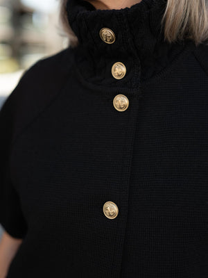 Busnel Lisalou Cable Knit Black Cape