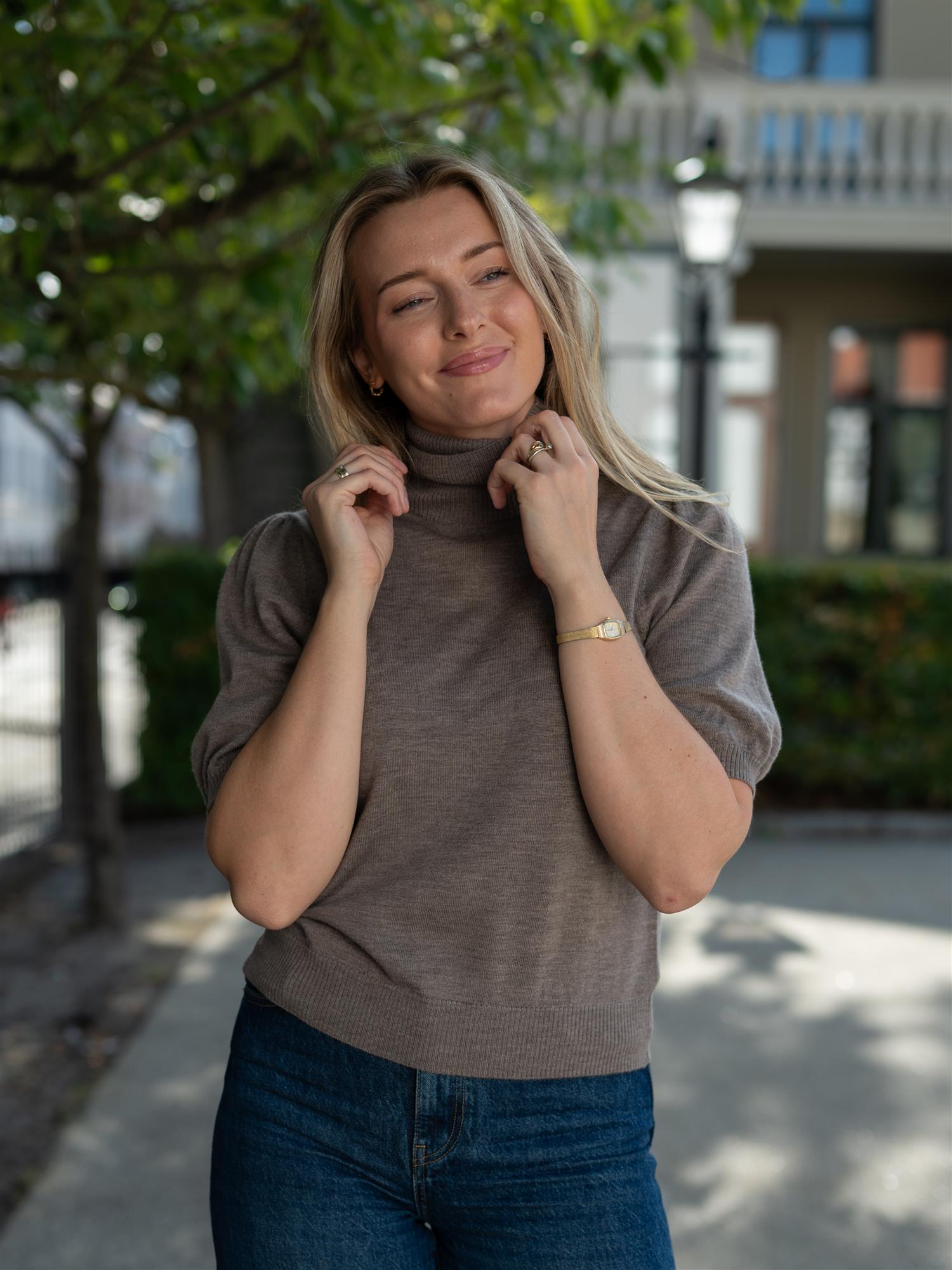 Dear Dharma Merino Puff Tee Ash Brown