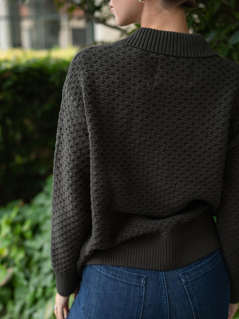 Gant Cotton Texture Half Zip Green Lagoon