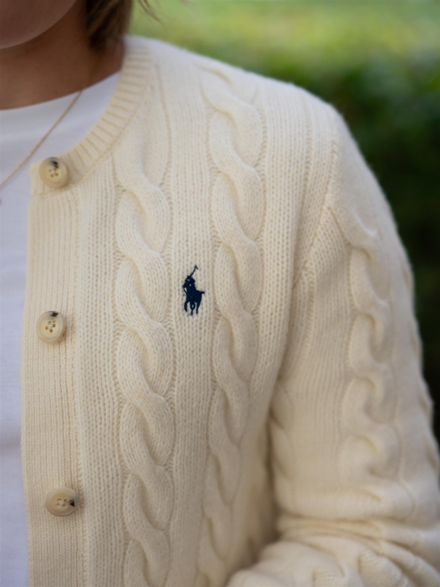 Cable-Knit Wool-Cashmere Cardigan White