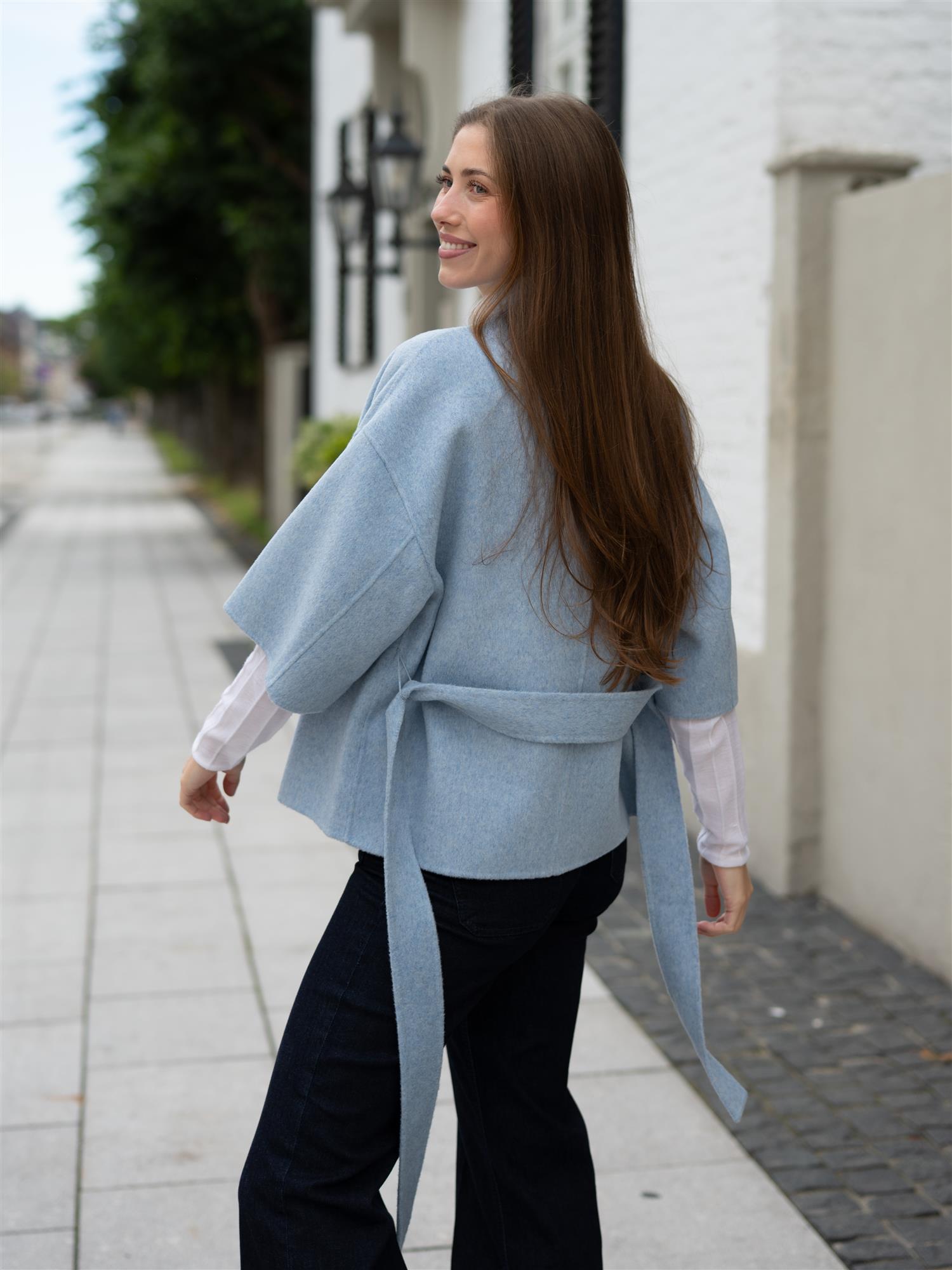 Greta Wool Cape Ice Blue Melange