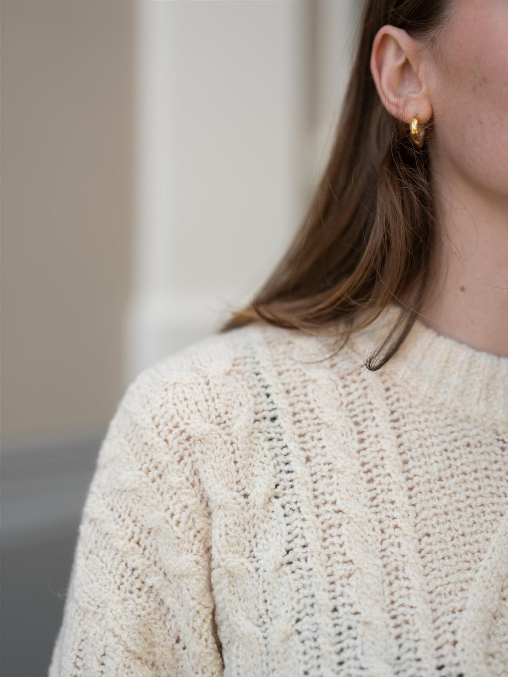 Lexington Chunky Cable Knit Sweater Offwhite