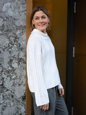 Christian Aks Malina Merino Turtleneck White