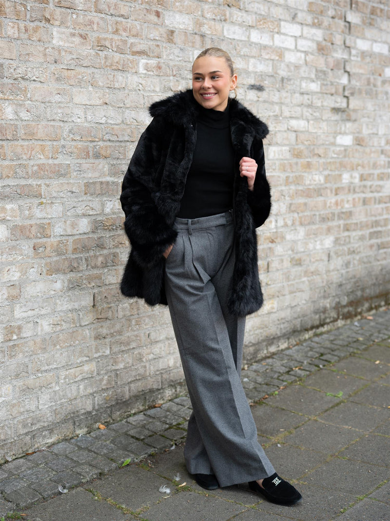 Ella&il Anna Fake Fur Jacket Black
