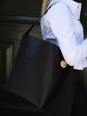 ATP Atelier Pienza Black Leather Large Tote Bag