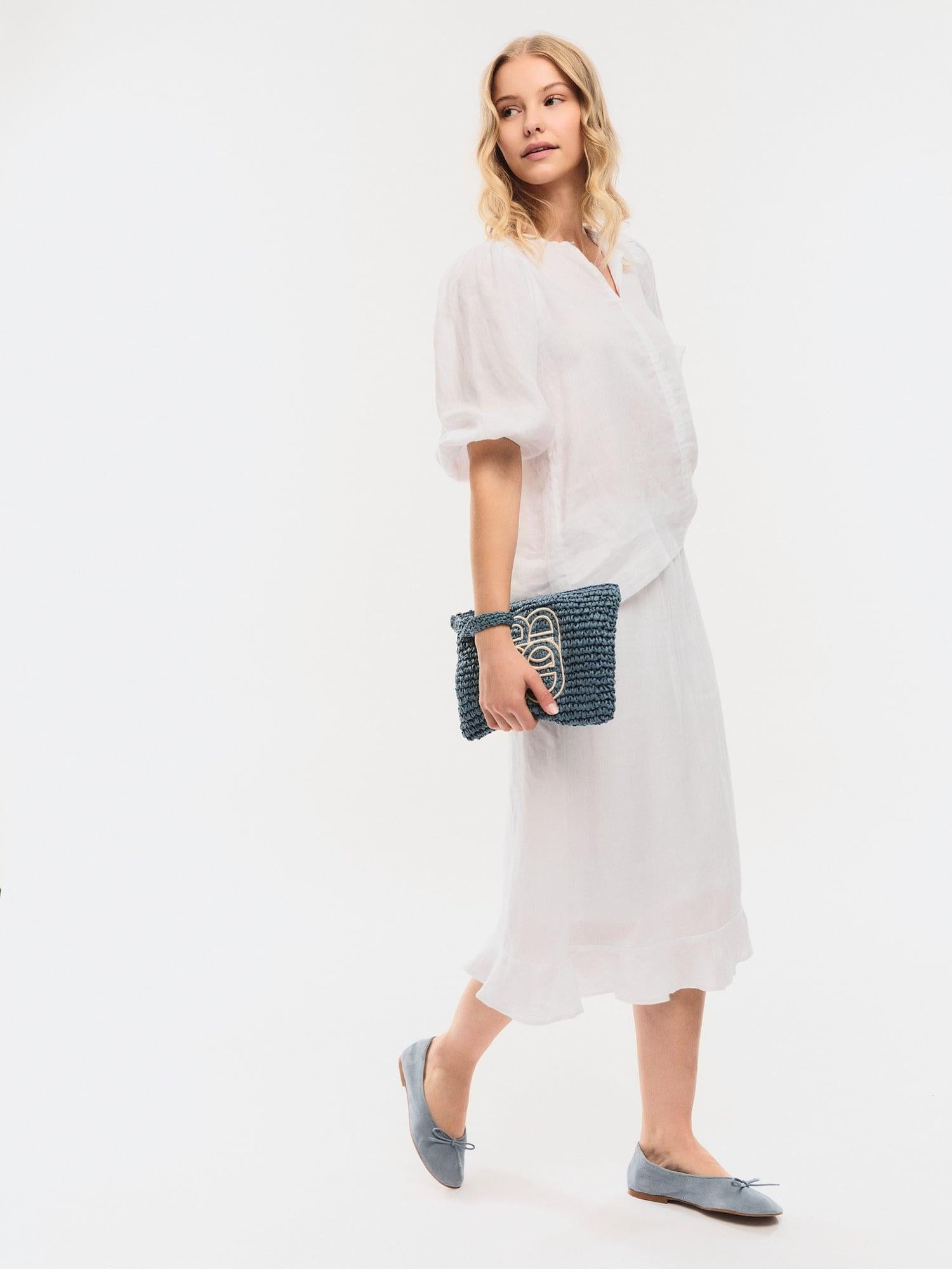 Ella&il Mim Straw Clutch Blue