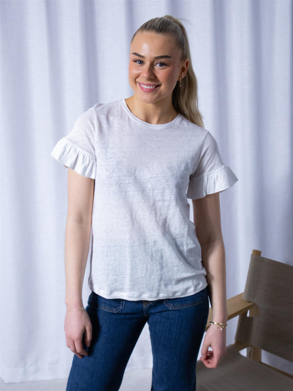 Ella&il Lara Linen Tee White