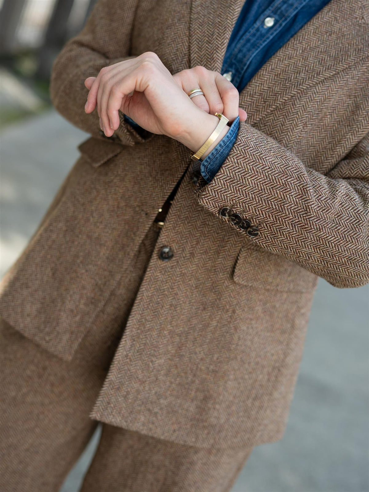 Abby Herringbone Blazer Cognac
