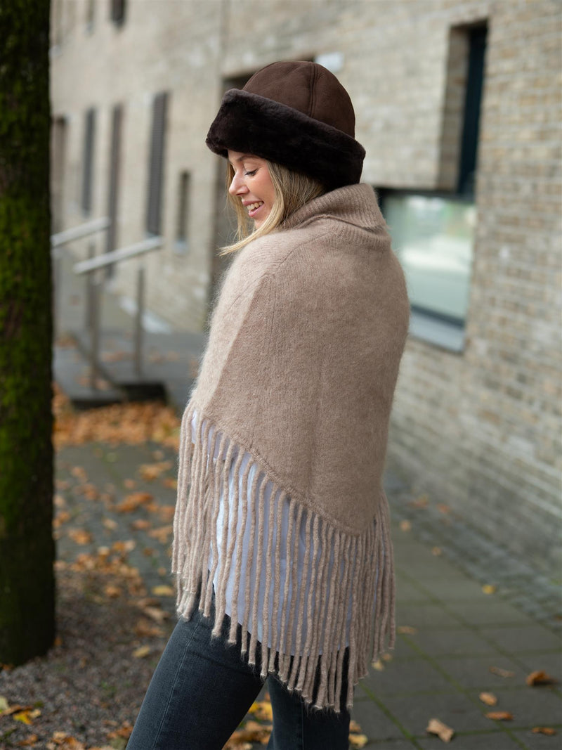 Ella&il Nikola Chunky Poncho Hazel Beige