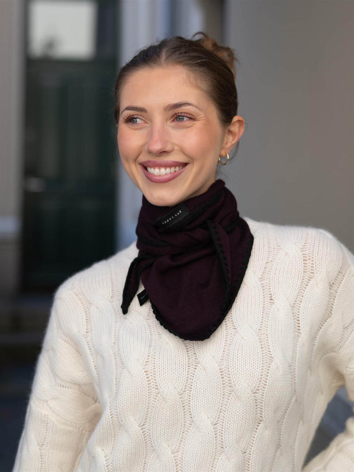 Mina Stitched Merino Scarf Burgundy
