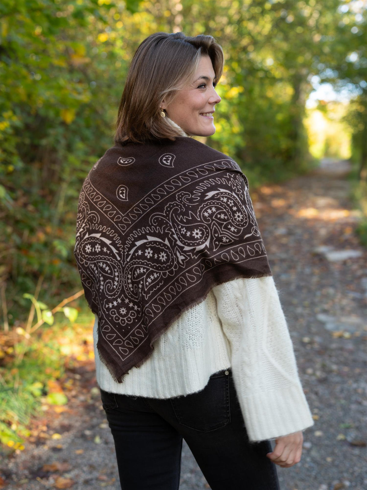 Heritage Paisley Scarf Dark Brown & Beige