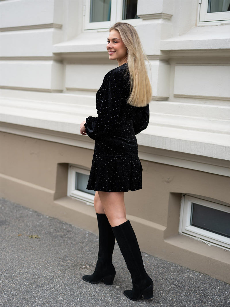 Ella&il Jamal Stud Velour Dress Black