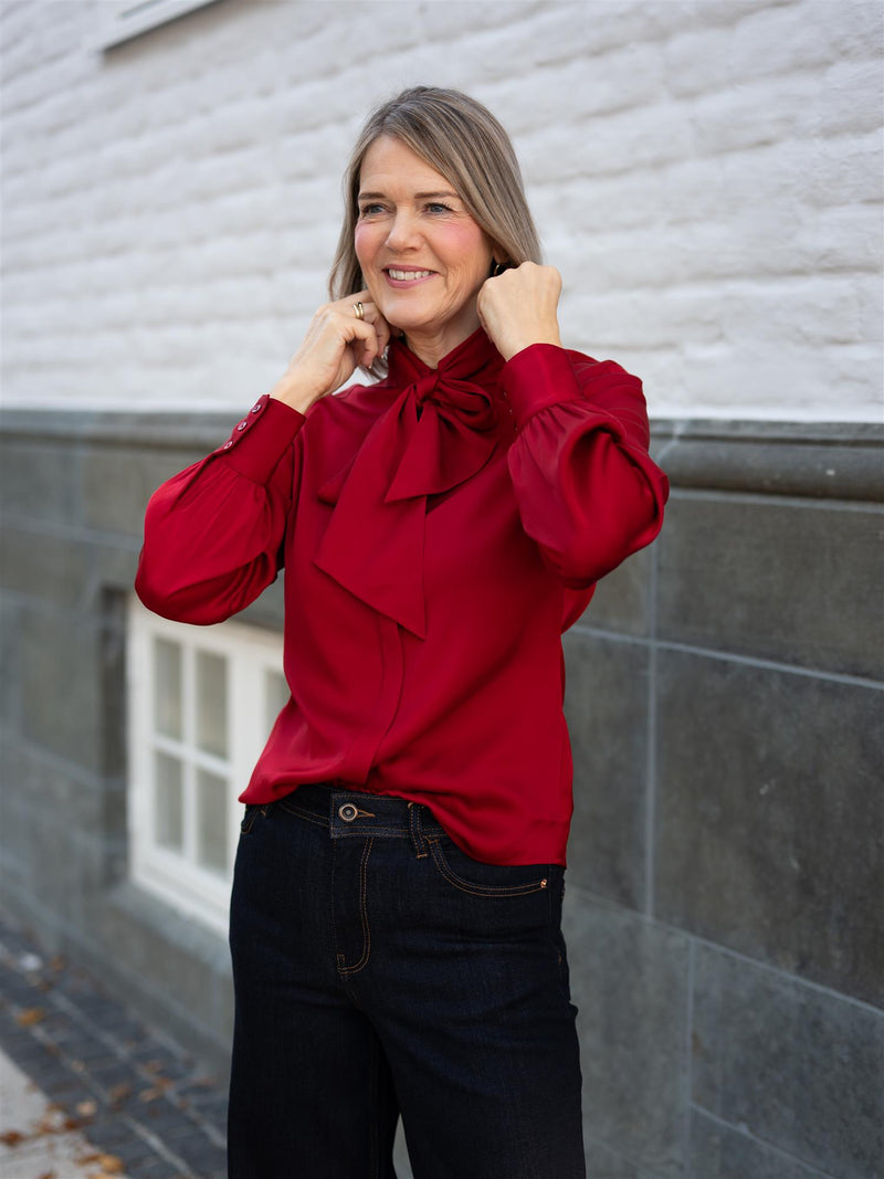 Stenströms Selma Blouse Bowtie Flyfront Red