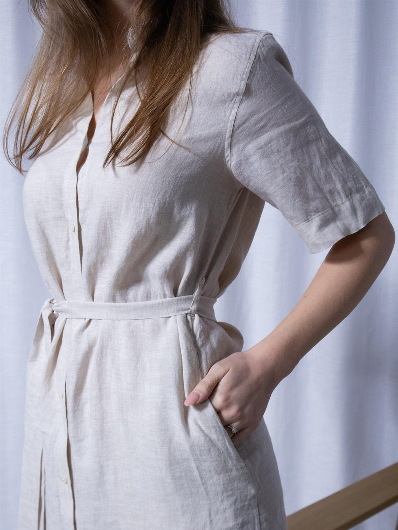 Gant Reg Linen SS Shirt Dress Dry Sand