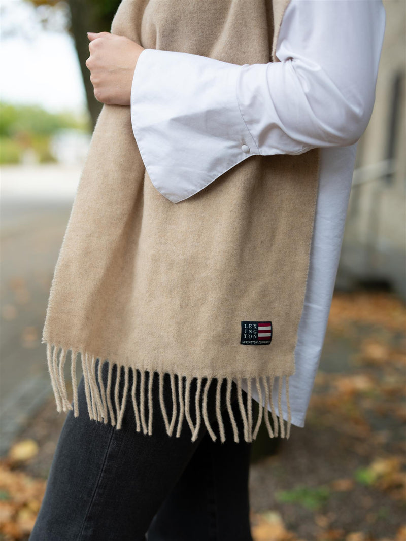 Lexington Recycled Wool Blend Scarf Light Brown Melange