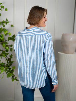 Polo Striped Linen Shirt Blue