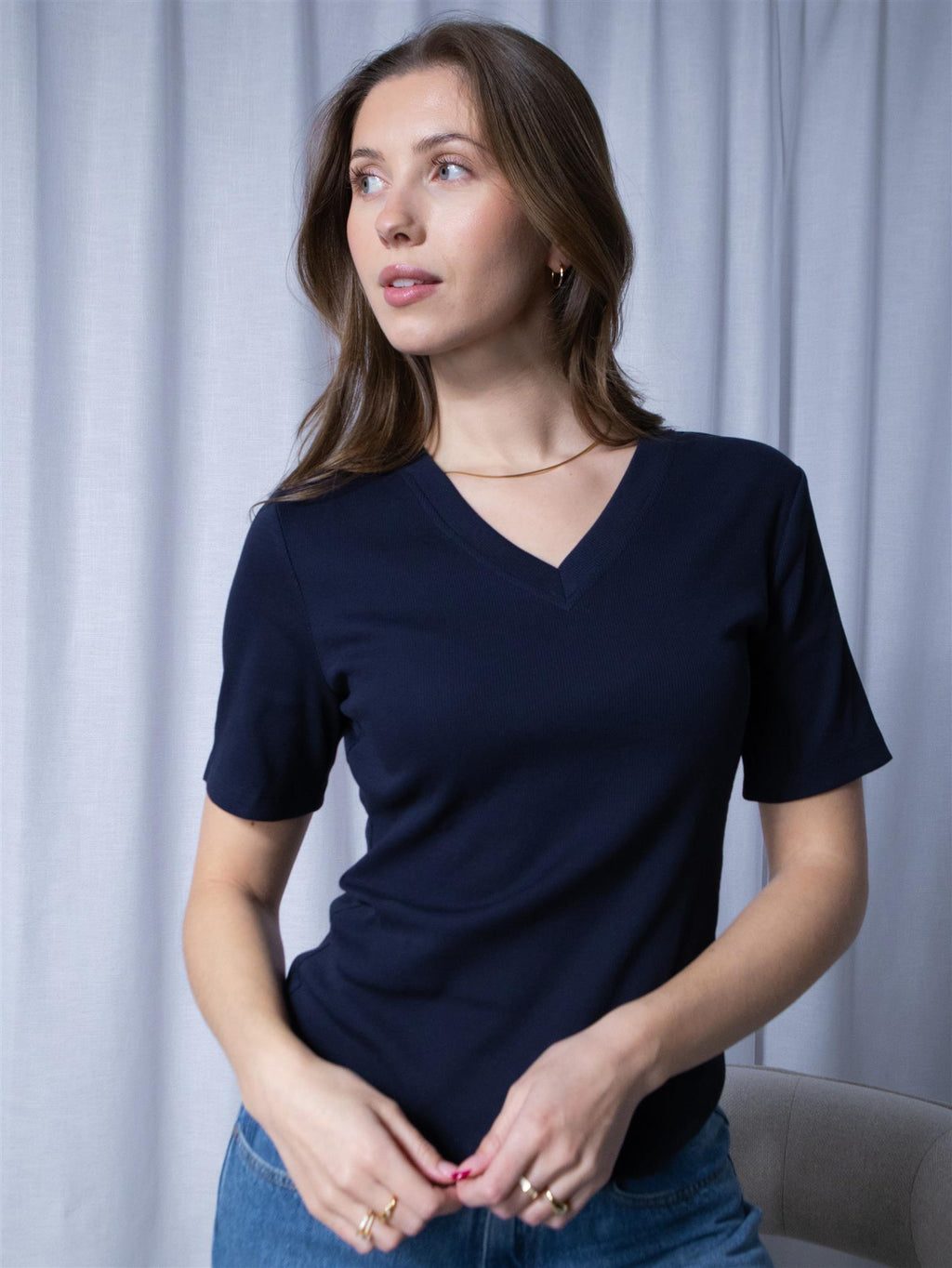 Riccovero V-neck Tee Navy