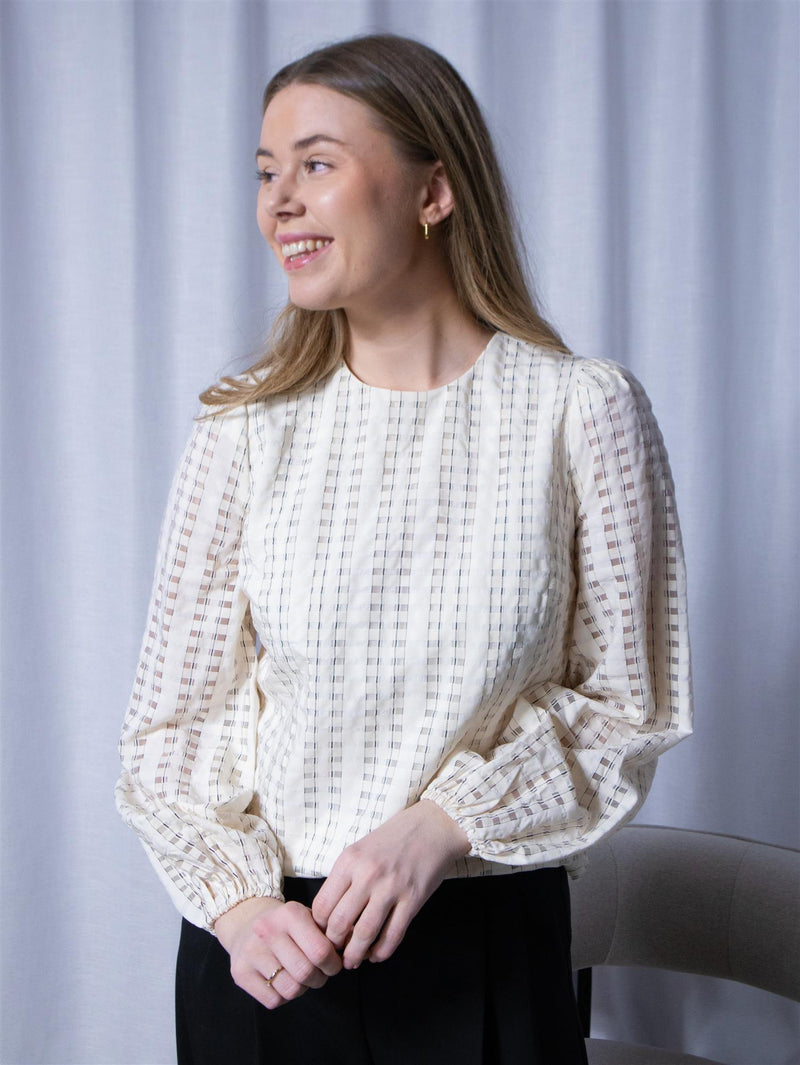 Camilla Pihl Rina Blouse Cream Check