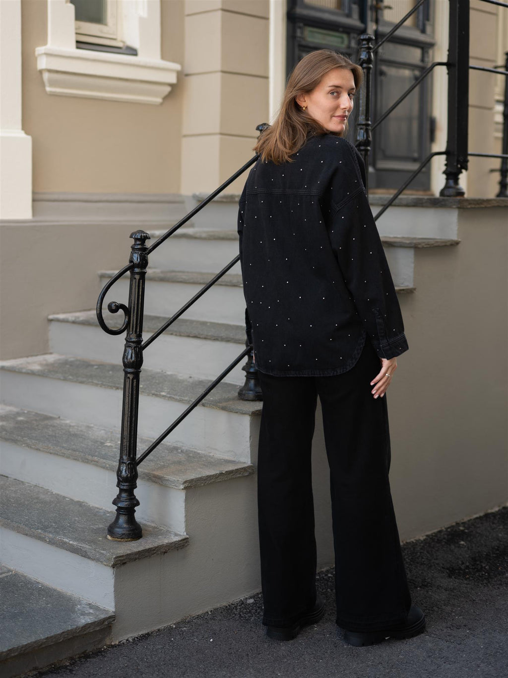 Mos Mosh Emme Studs Shirt Dark Grey Denim