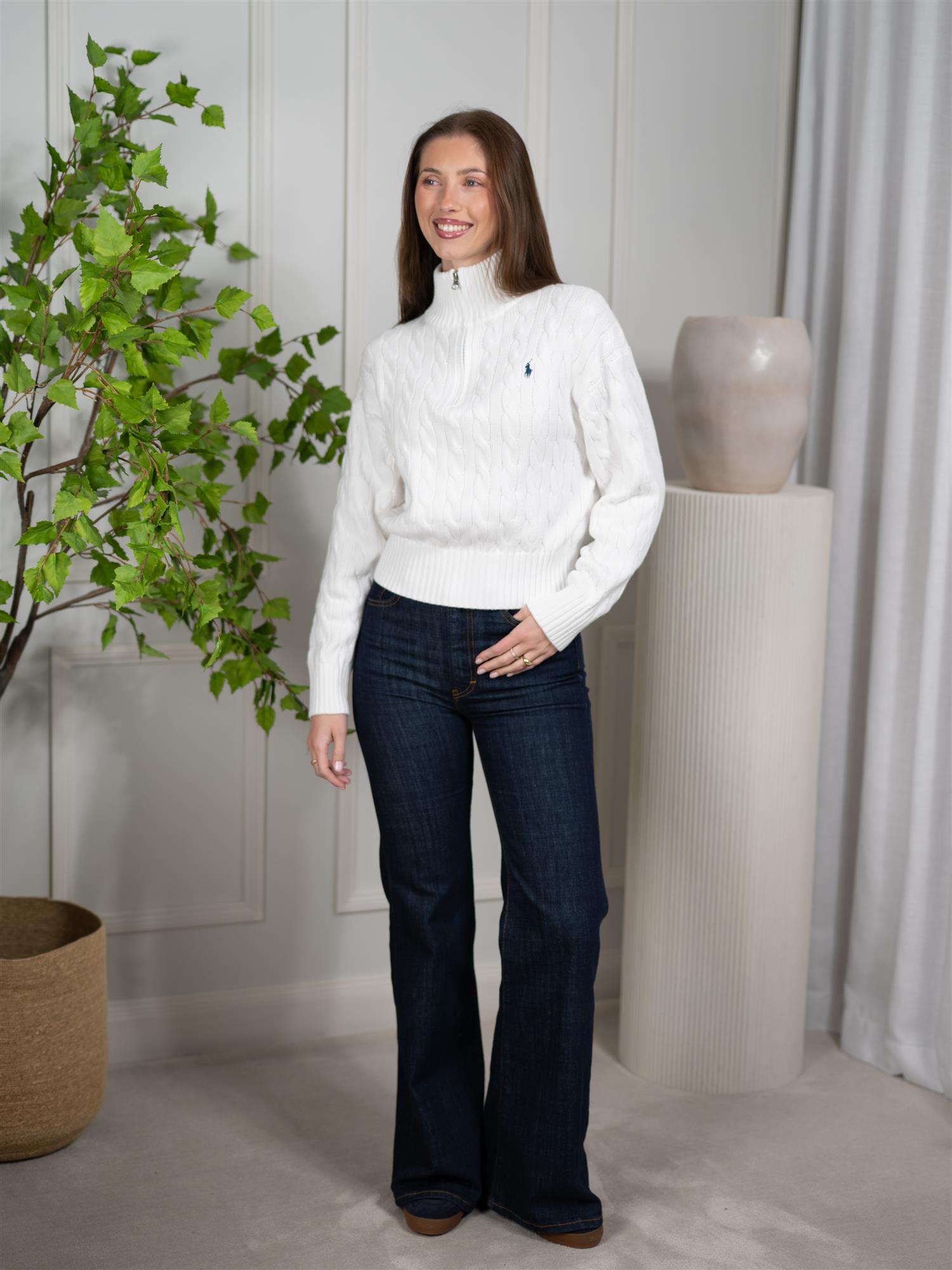 Polo Cable-Knit Cotton Quarter-Zip Sweater