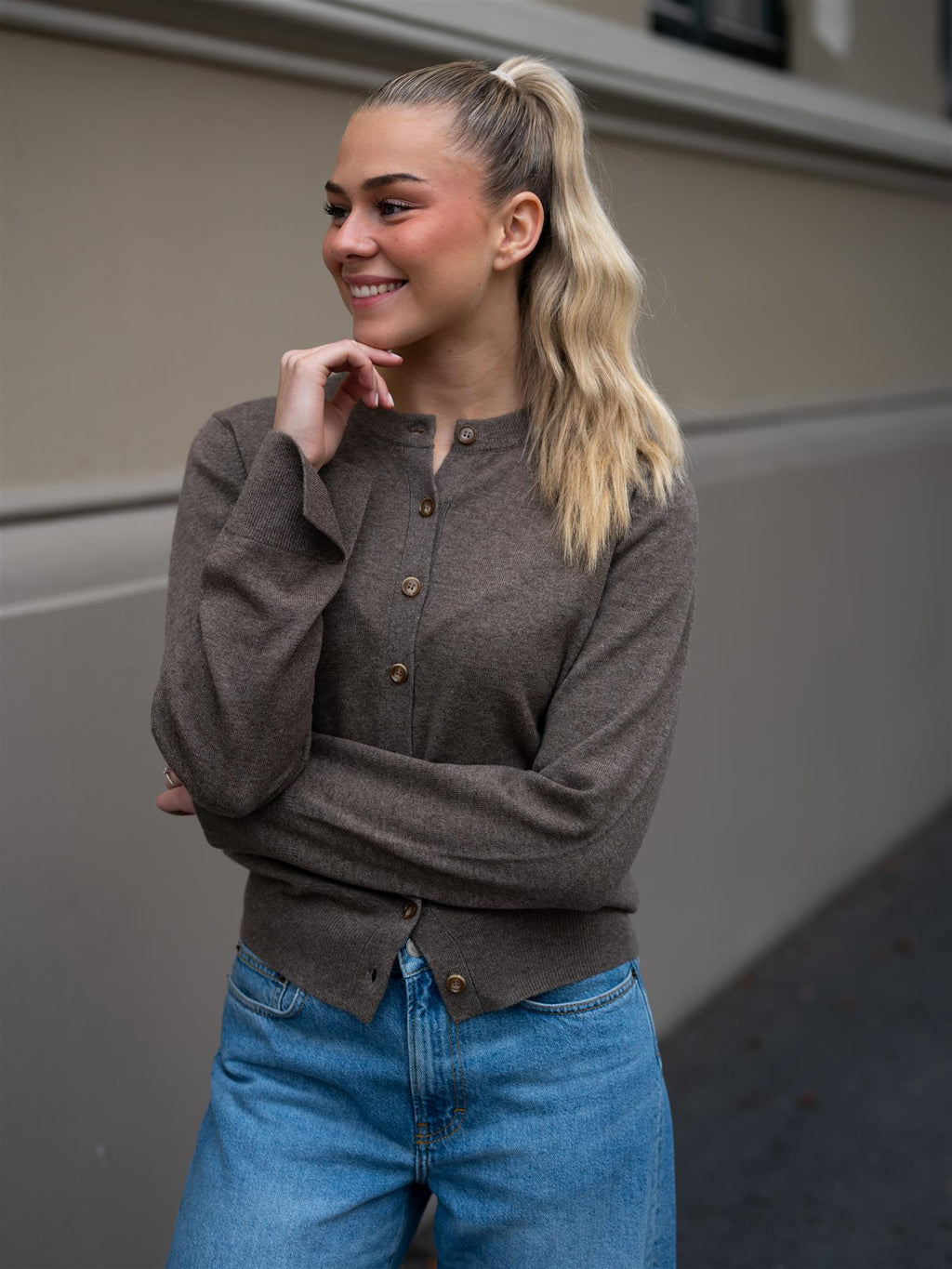 Christian Aks Diana Wool Cash Cardigan Cappucino