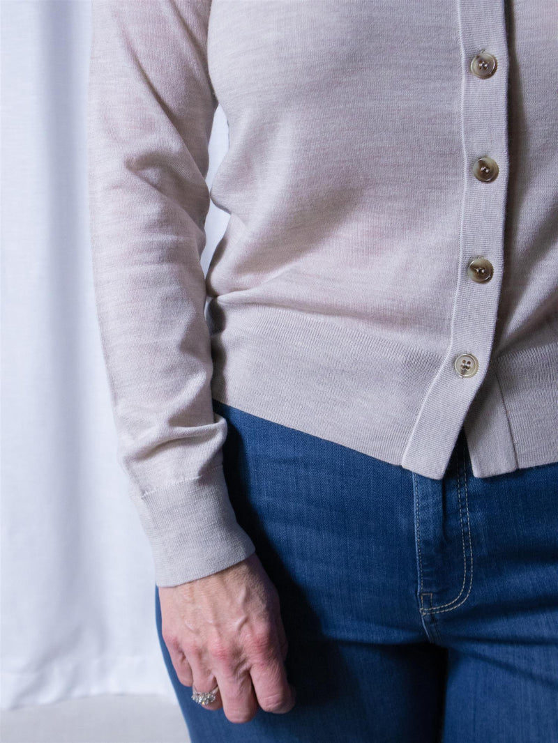 Christian Aks Rose Merino Cardigan Sand