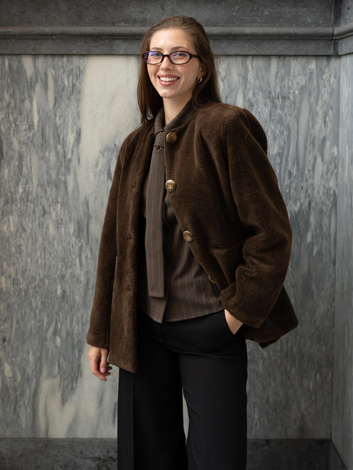 Helena Shearling Jacket Brown