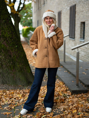 Camilla Pihl Melli Shearling Jacket Camel Suede