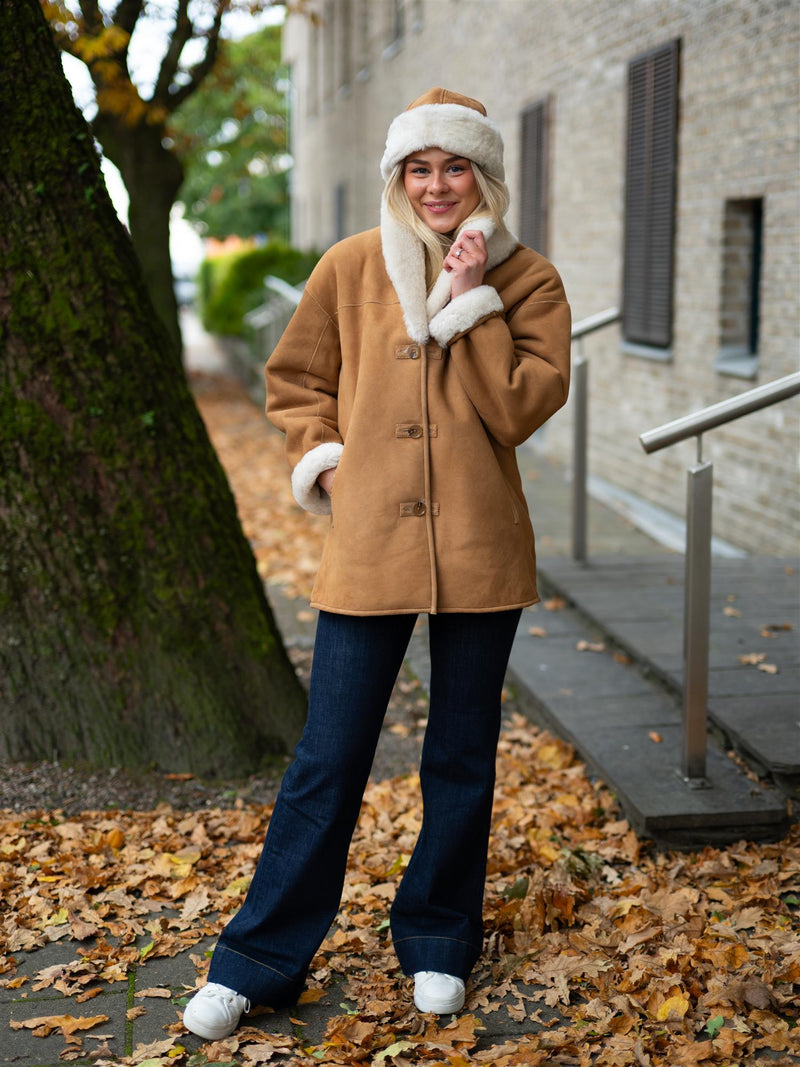 Camilla Pihl Melli Shearling Jacket Camel Suede