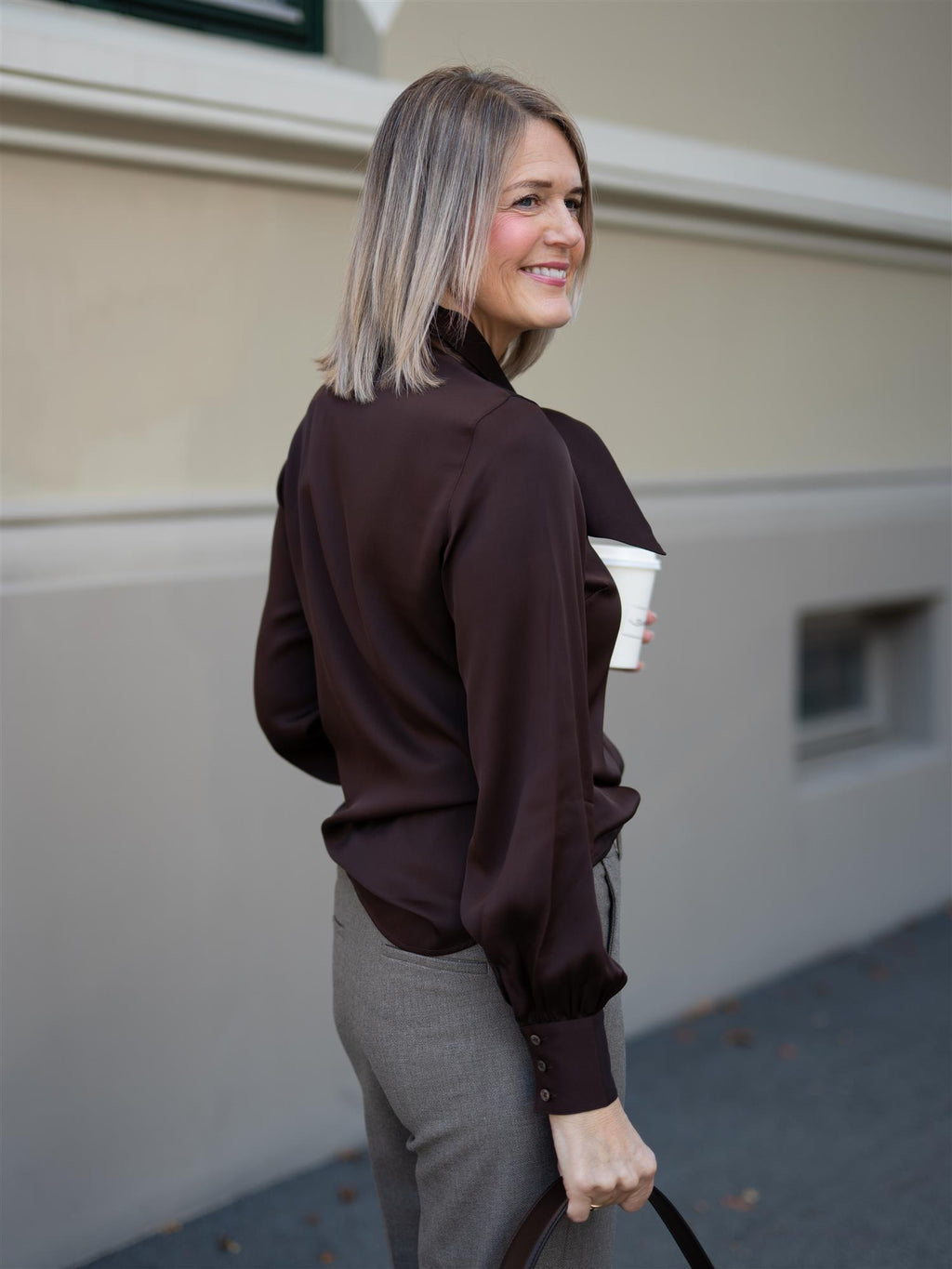 Stenströms Selma Blouse Bowtie Flyfront Brown