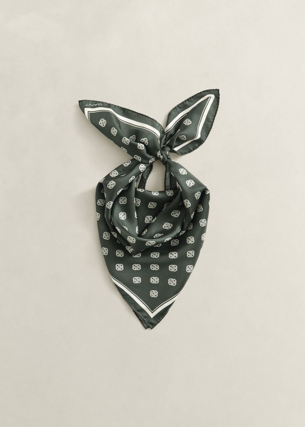 Monogram Print Silk Scarf Mossy Green