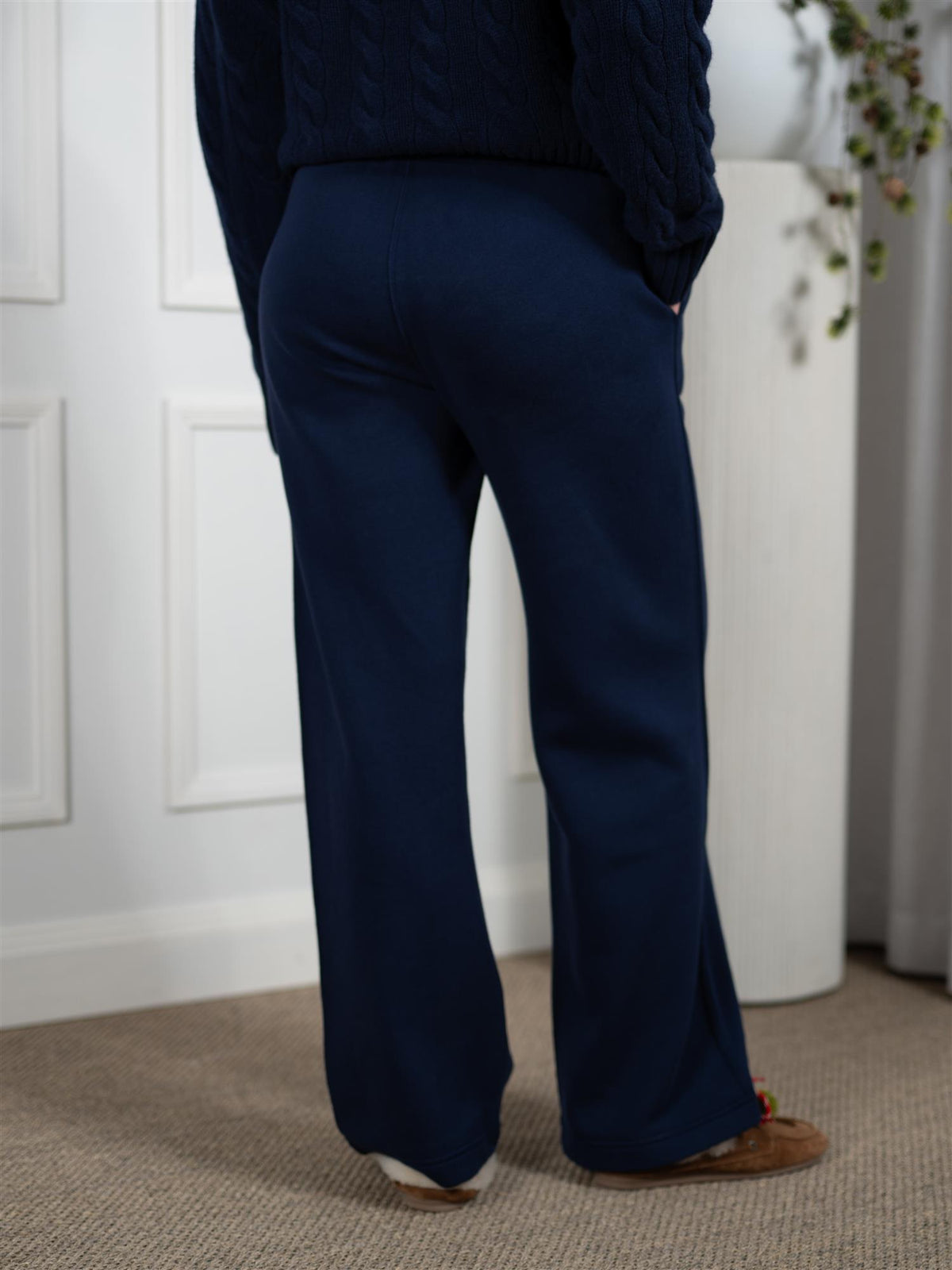 Drawstring Wide-Leg Tracksuit Bottoms Cruise Navy