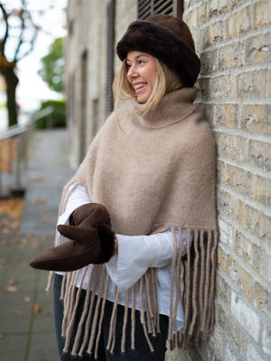 Ella&il Nikola Chunky Poncho Hazel Beige