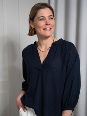 Gant Linen SS Blouse Evening Blue