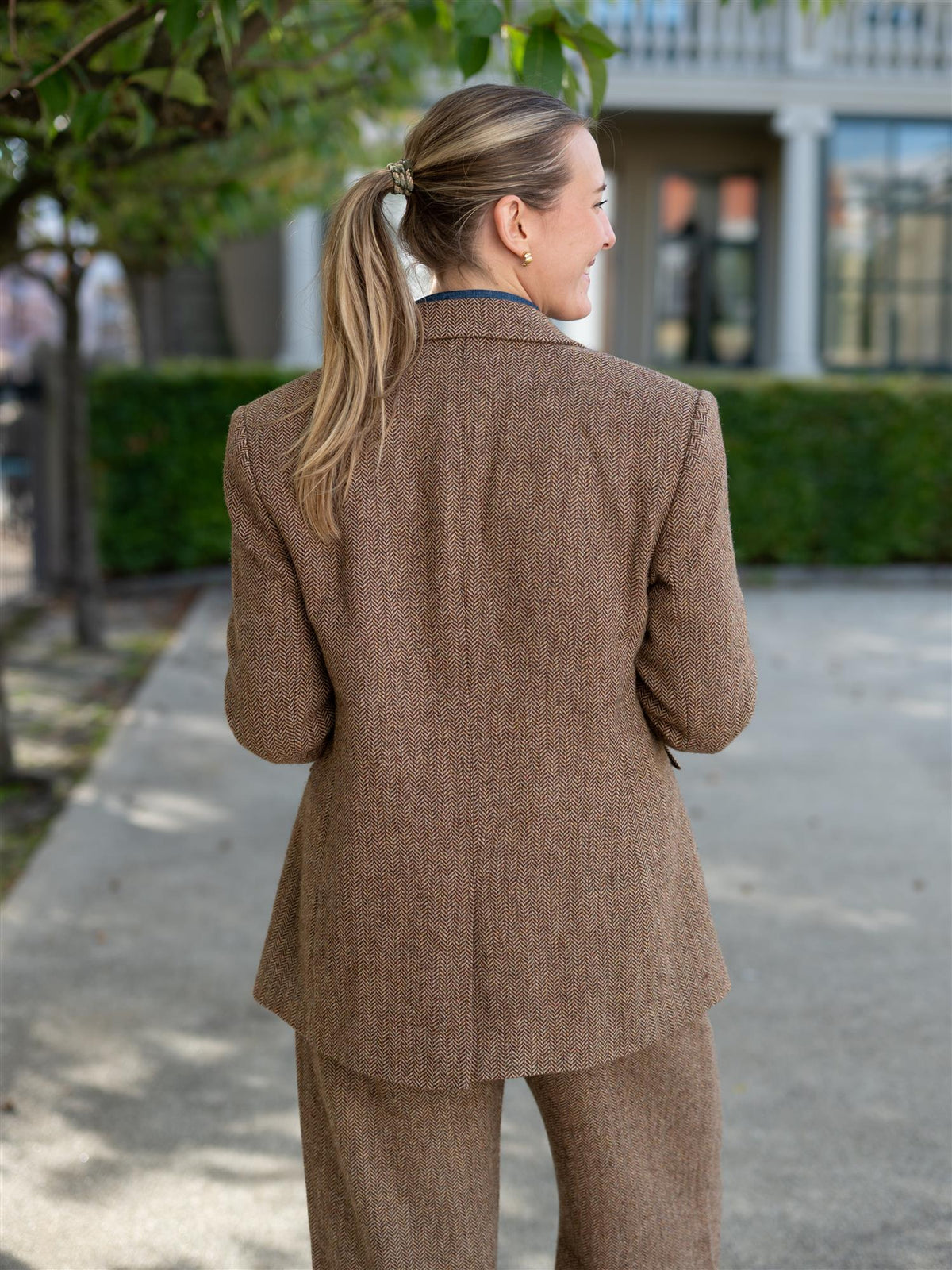 Abby Herringbone Blazer Cognac