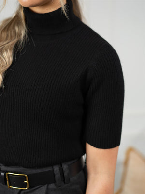 Davida Turtleneck Rib T-Shirt Black