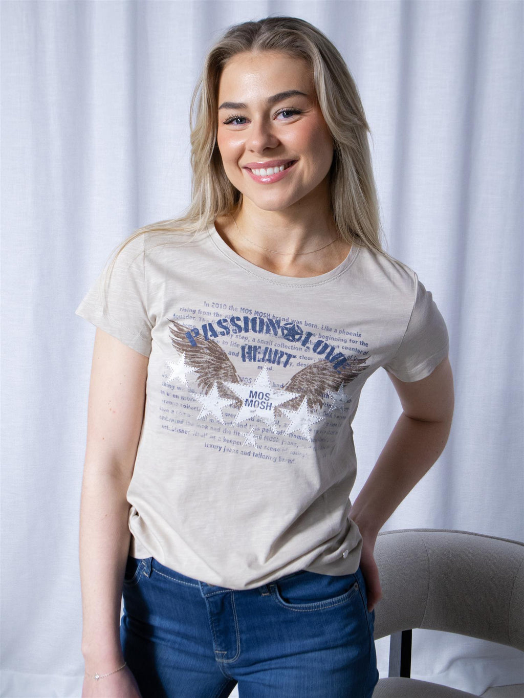 Mos Mosh Zibby o-ss Tee Feather Grey