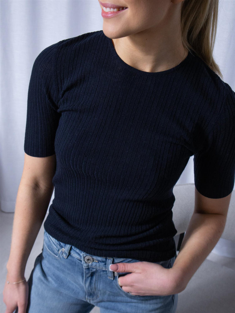 Mos Mosh Bouch Rib SS Knit Salute Navy