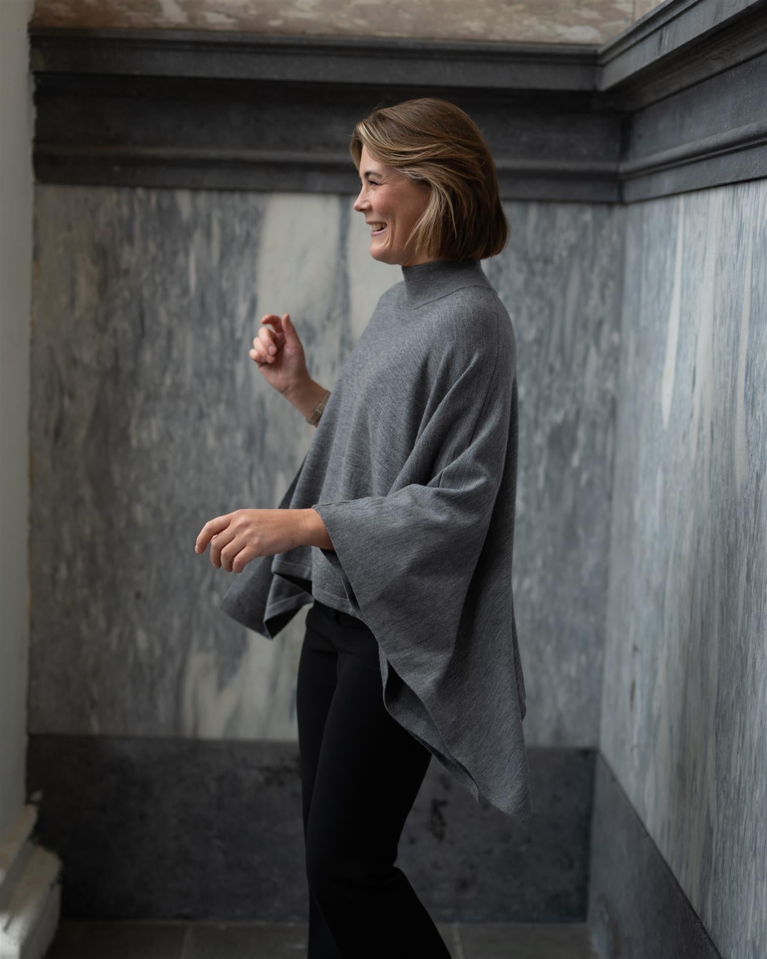 Julie Josephine Agate Poncho Stone Grey