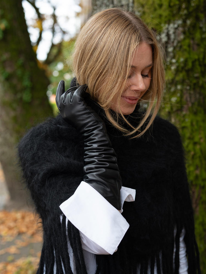 Christian Aks Long Leather Gloves Black