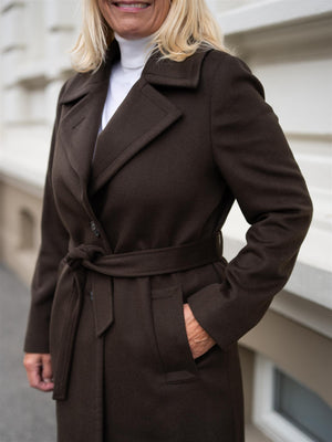 Sand Cashmere Coat Brown W-Clareta Belt Midi