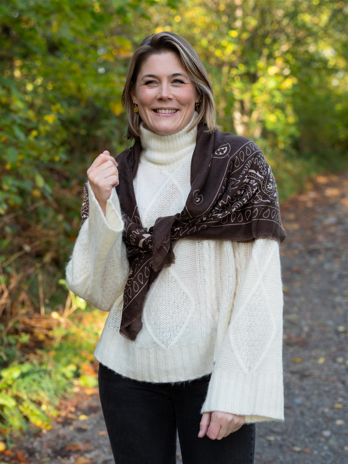 Heritage Paisley Scarf Dark Brown & Beige
