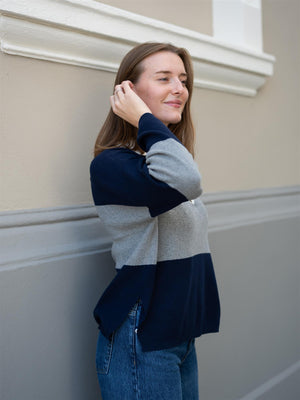 Mos Mosh Wylie Tani Bold Stripe Knit Maritime Blue