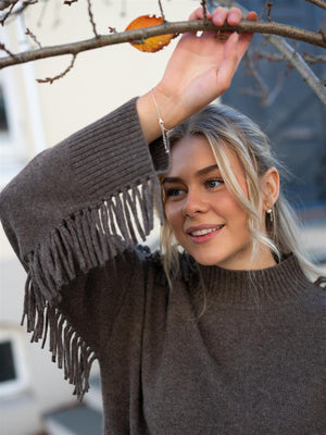 Davida Boxy O-Neck Fringes Cacao