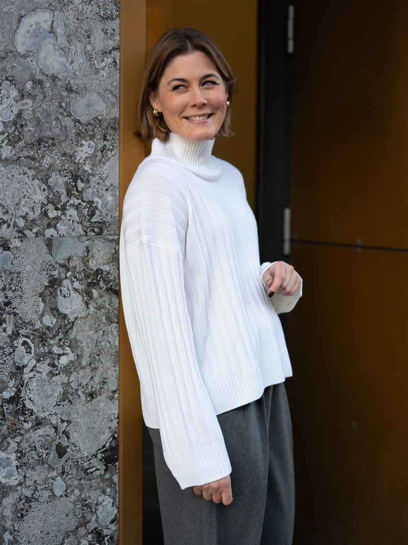 Christian Aks Malina Merino Turtleneck White