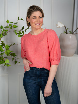 Stenströms Carmen Blouse Puff Sleeve Light Red