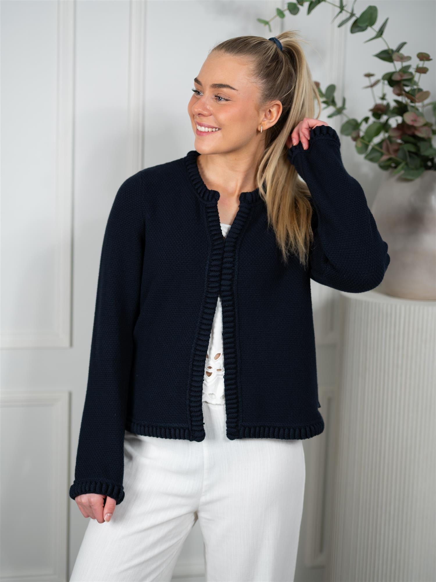 Ella&il Claire Cotton Cardigan Navy