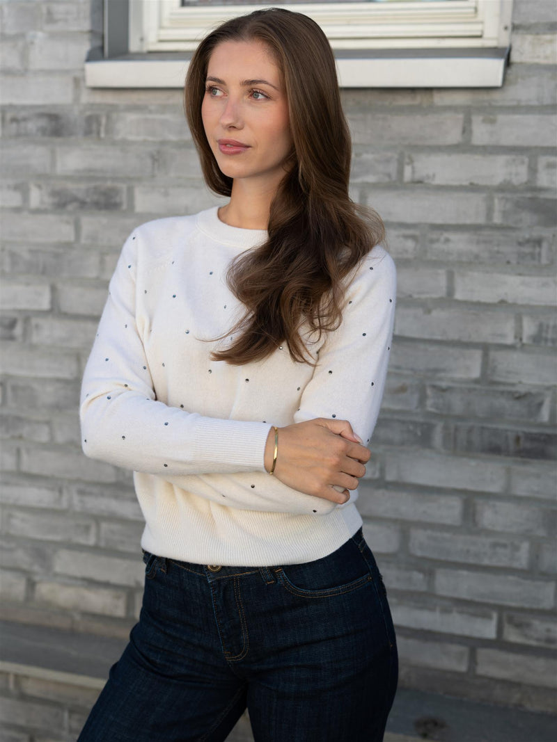 Fabienne Chapot Lidi Rhinestone Pullover Cosy White