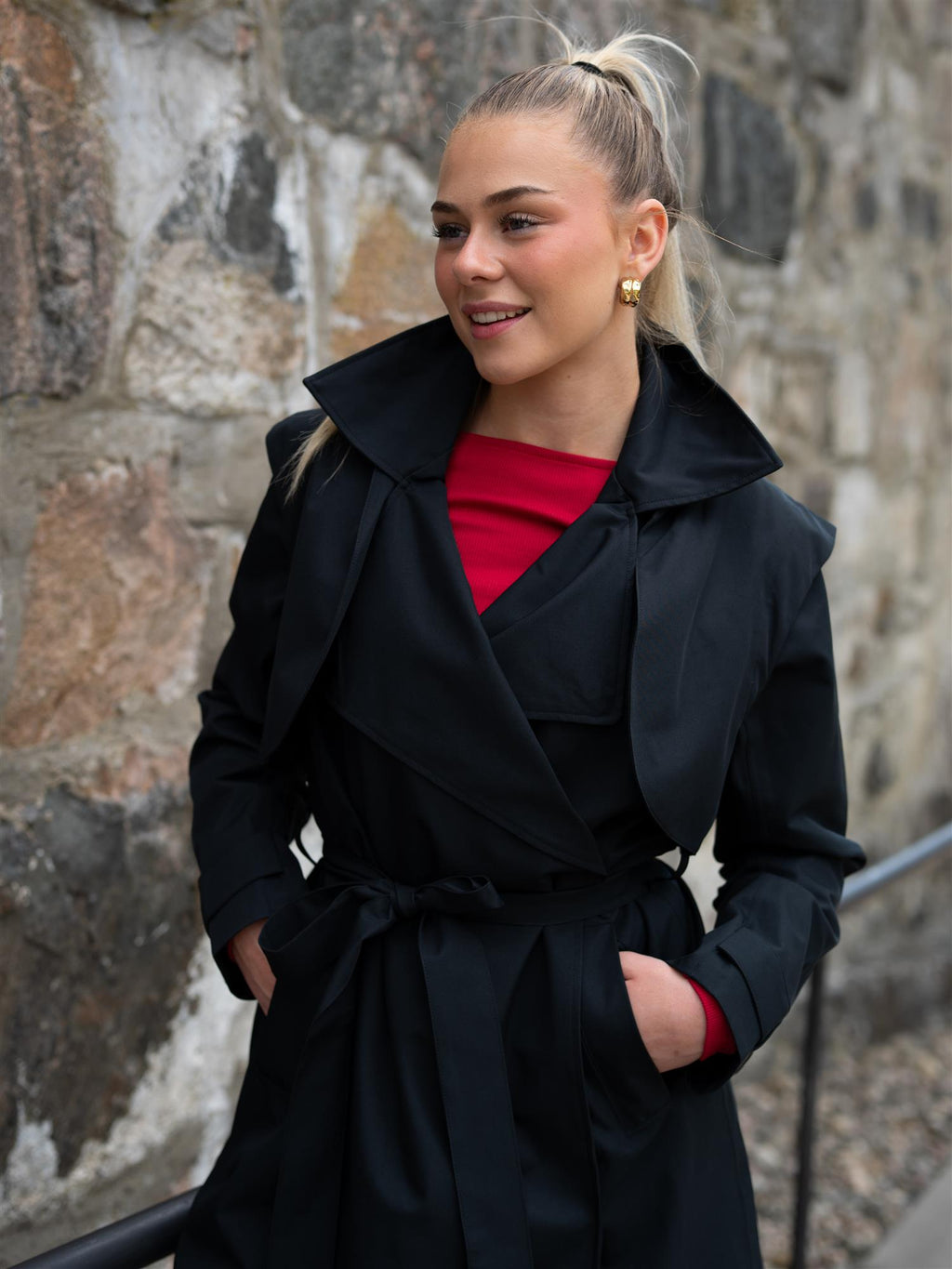 BRGN Regndråpe Trench Coat New Black